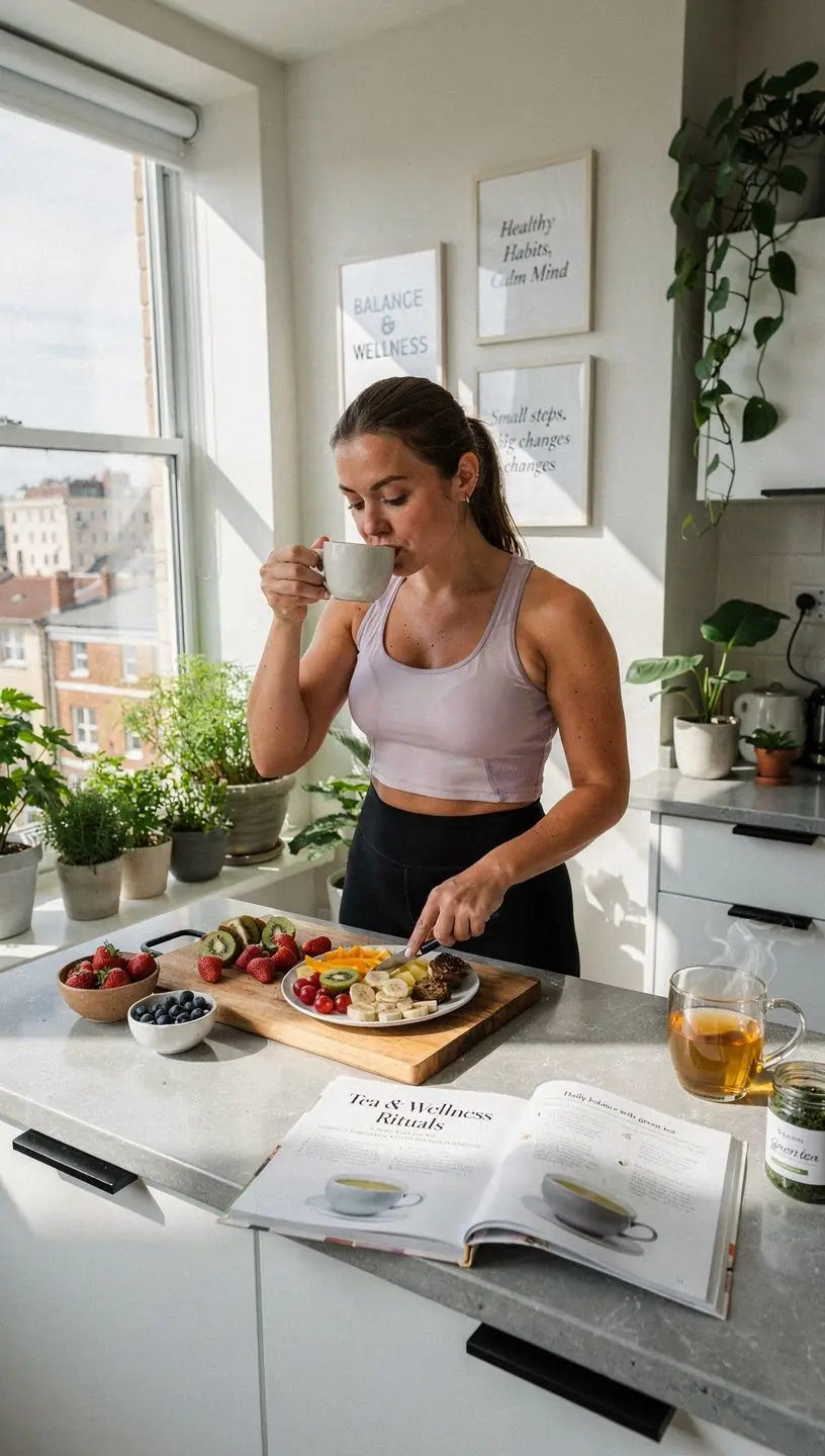 Egy csésze forró tea, mellette citromszeletek és méz, az ízélmény fokozásához.