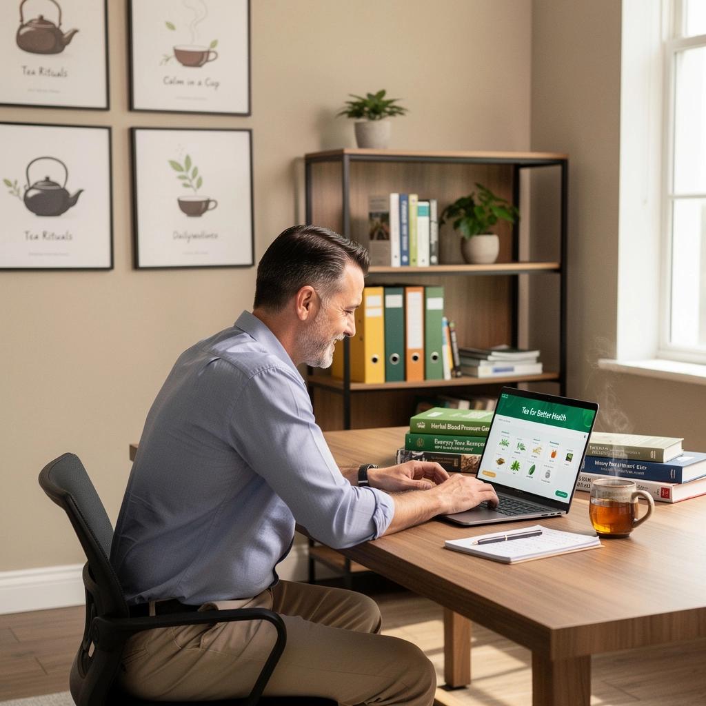 Egy boldog ember relaxál a természetben, miközben teát fogyaszt a mindennapi rutin részeként.